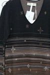 SWAYING 25 Early Spring V-neck snowflake jacquard pullover / straight pants SW-SW25PS1T13-HEI Black top SW25PS1T13 SW25PS3B11